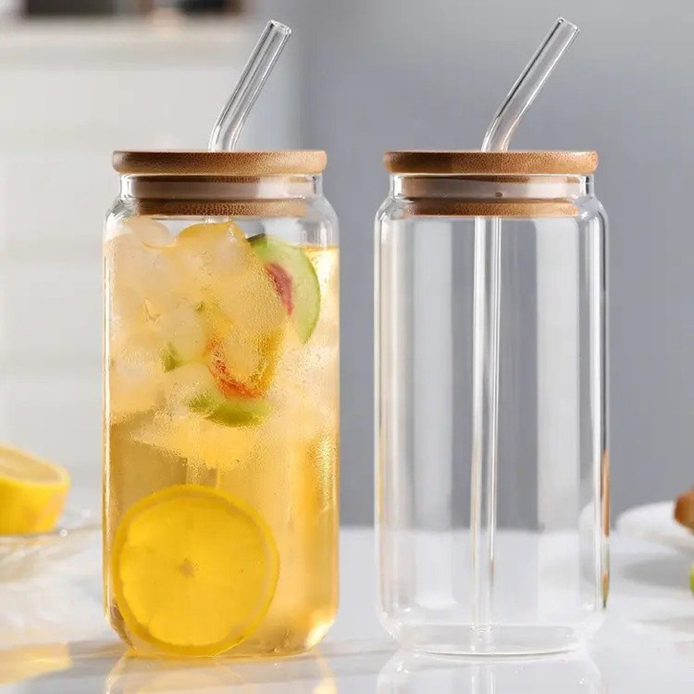 Eco-Chic Glass Tumbler with Bamboo Lid & Glass Straw